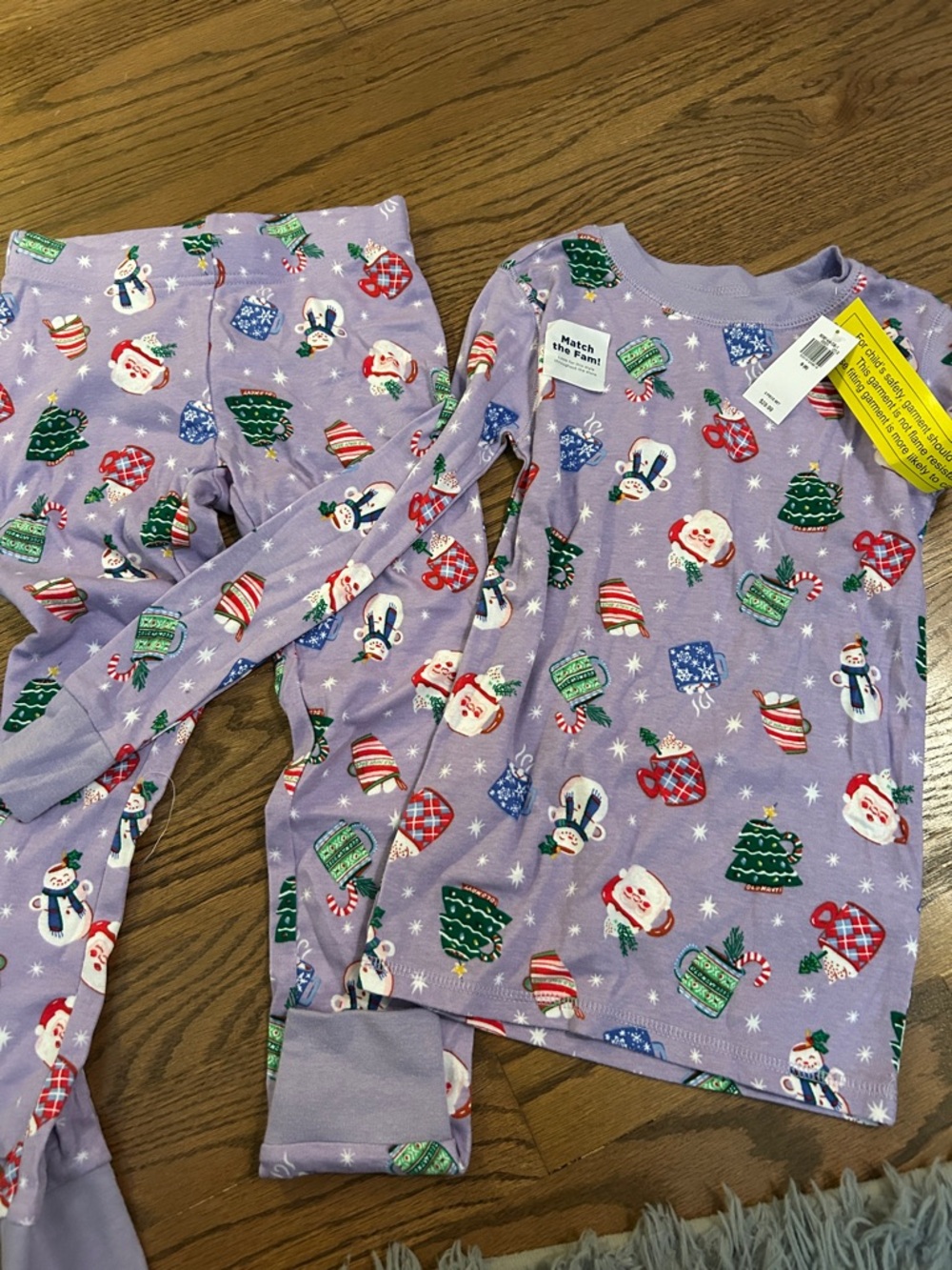 Old Navy Lavender Holiday Pajama Set with Festive Characters